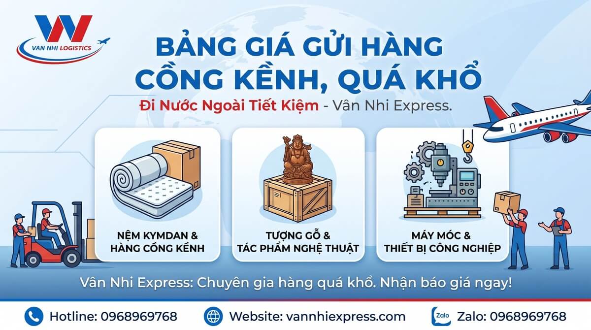 Bảng giá gửi hàng cồng kềnh quá khổ nệm tượng gỗ đi nước ngoài tiết kiệm