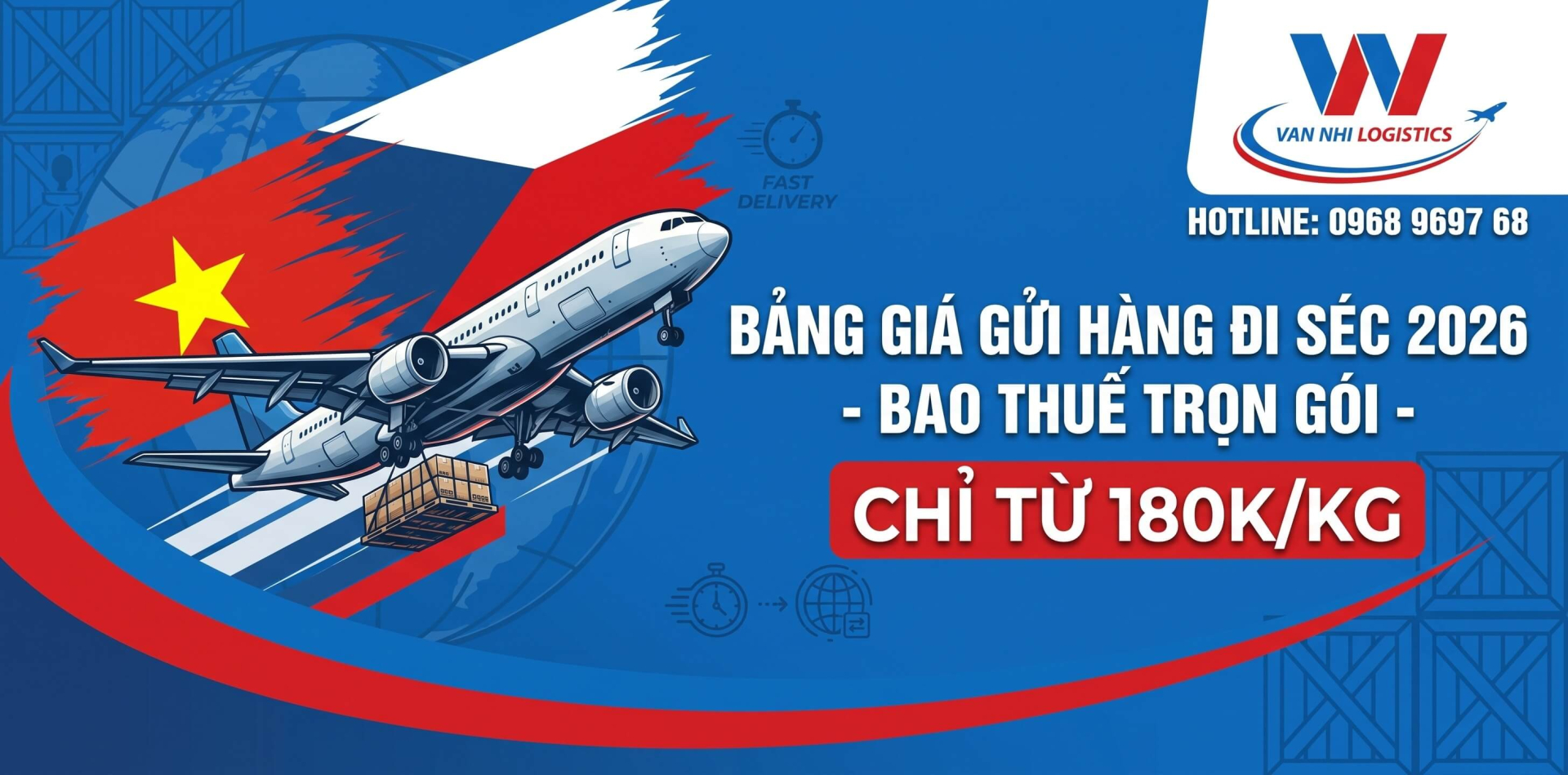 Dịch vụ gửi hàng đi Séc giá rẻ bao thuế trọn gói - Vân Nhi Express