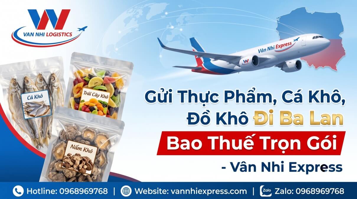 Dịch vụ gửi thực phẩm đồ khô cá khô đi Ba Lan bao thuế trọn gói