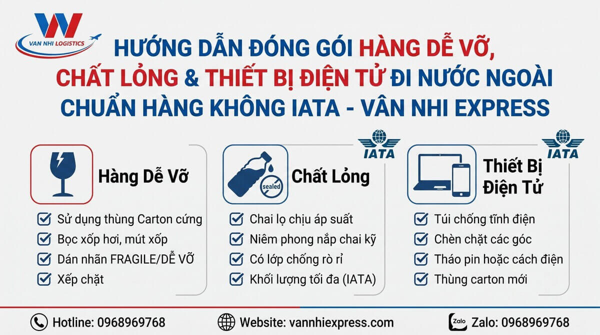 Quy chuẩn đóng gói hàng dễ vỡ chất lỏng gửi máy bay đi nước ngoài an toàn