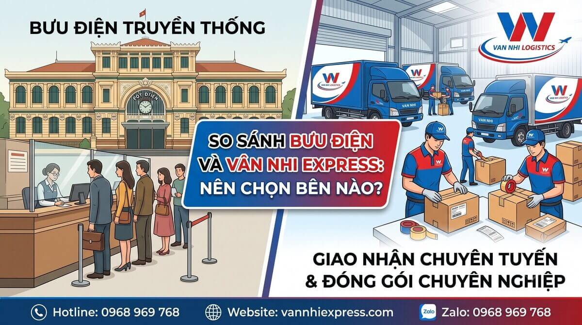 So sánh gửi hàng quốc tế qua bưu điện EMS và công ty Vân Nhi Express